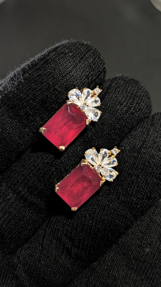 Durr-e-Aqeeq  earrings Ruby Red handshoot 