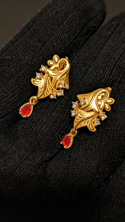 PetalGraceearrings-RubyRed hand shoot 
